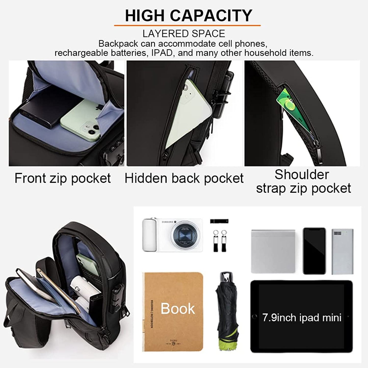 Crossbody Sling Bag with USB Charging – Waterproof & Anti-Theft
