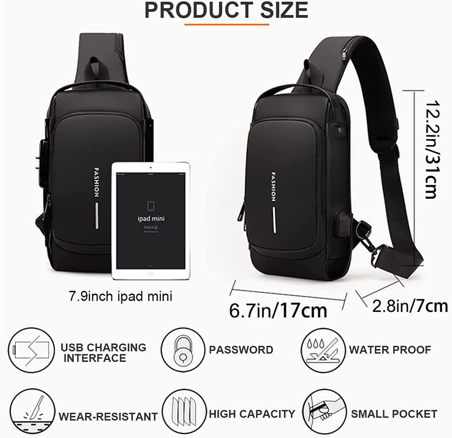 Crossbody Sling Bag with USB Charging – Waterproof & Anti-Theft